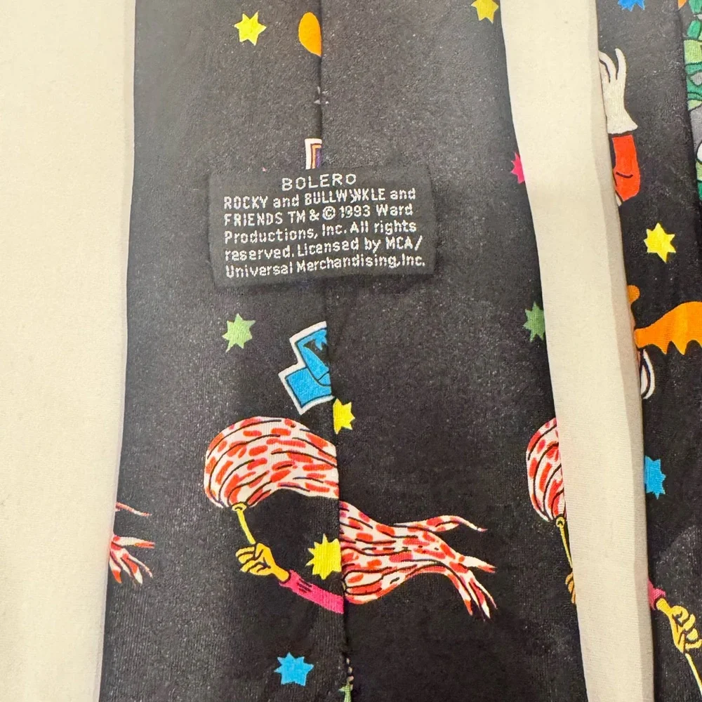 Bolero  vintage 1993 Rocky and Bullwinkle and Friends 100% Silk Neck Tie Necktie